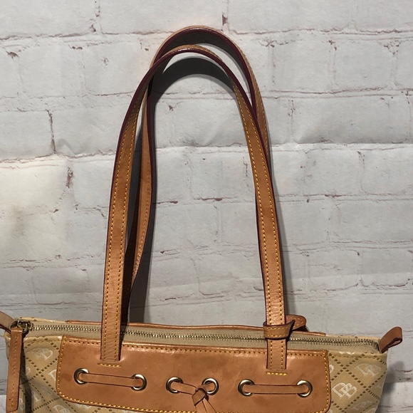 Dooney & Bourke brown leather and canvas shoulder bag - Picture 8 of 15